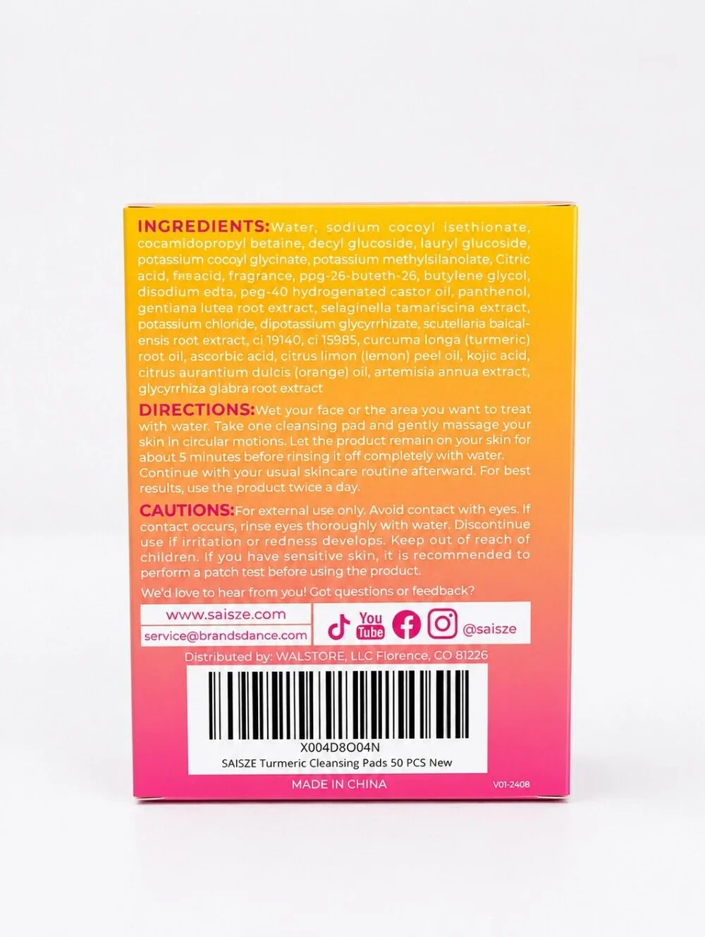 SAISZE Turmeric & Kojic Acid Cleansing And Brightening Facial Pads